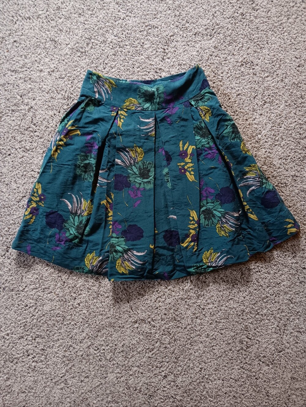 Body By Victoria Y2K Silk Floral Teal Knee Length Skirt 8